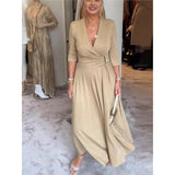Fongt And Autumn 2025 Elegant Waist Dress Fine Flashy Deep V Sexy Dress