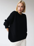Fongt And Winter Explosion Of Women's Knitted Shirt Round-Neck Solid Color Loose Sweater