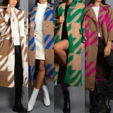 Fongt New Autumn Women's Dress A Number Of Stylish Long-Sleeved Collar Coat Prints This