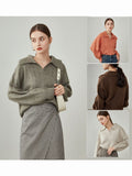Women Winter Retro Warm V-neck Temperament Pullover Sweater Loose Apricot Outer Sweater Women Grey Commuter