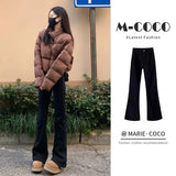 Fongt Black Micro-Tight Jeans 2025 New Autumn And Winter Large-Size Trousers Showing Thin Plus Thick Straight Trousers