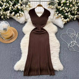 Fongt New Knitted Dress Women's French Retro High-End Slim Slimy Temperament Of The Body Fishtail Dress