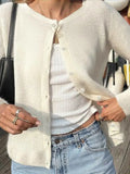 Vintage Button-Up Knit Cardigan-Outfit