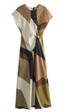 Fongt Women's Clothing 2025 Spring New Temperament Elegant Silk-Sting Texture Waist-Print Amply Dress