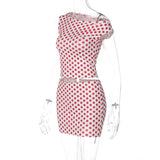 Red Polka Dot Top And Mini Skirt Set-Outfit
