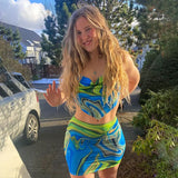 Print Corset Top 2021 Summer Clothes For Women Backless Halter Tank Sexy Crop Tops Y2K 90s E-Girl Fairy Grunge Harajuku