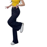 Fongt Cool Feeling Dark Blue Non-Legged Micro-Tipped Jeans Women's Summer Thin 2025 New Hanging Broad Leg Horn Pants