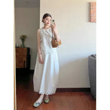 Fongt Set Summer 2025 New Empty Sleeveless Vest Blouse High-Rise Loose-Fitting Skirt Suit