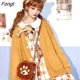 Women Solid Simple Single Breasted Pockets School Girls All-match Loose Kawaii Ins 2XL Leisure Fashion Outwear Chic
