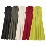Fongt Homemade New Women's Dress Dress Collar Sleeveless Waist Commuting Temperament 2902586