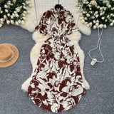 Fongt Short-Sleeved Dress Women Autumn Polo Tie Straps To The Waist Design Small Chic Temperament Long Dress