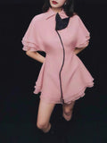 Fongt Temperament Lotus Leafy Skirt In Autumn 2025 New Collar Three-Dimensional Flowers Slimming Dress Women's