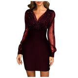 Sleeve Sexy V-Neck Party