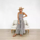 Fongt Spring And Summer Style Stripe Print Fresh And Sweet Slip Dress D2401-Outfit
