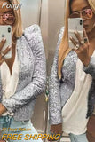 Fashion Ultrashort Sequins Jacket Women Small Coat Spring Autumn Thin Cardigan Top Lady Streetwear Outerwear Casual