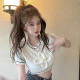 O Neck Korean version Short-Sleeved T-Shirt Women's Knited T Shirt-Outfit