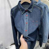 Fongt Embroidered Cowboy Shirt 2025 Spring/Winter Mid-Autumn Relaxed Casual Design New Hundred Shirt Coat