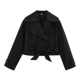 Fongt Homemade New Women's Style Casual Coloring 4-Colored Belted Wind Coat