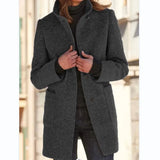Winter Women's Casual Woolen Outerwear Elegant Solid Warm Blazer Coats Long Sleeve Single-breasted Office Jackets