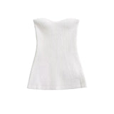 Fongt Throttling Knitted Vest 2025 Spring Sexy Shoulder High Bullet-Tendered Women's Top