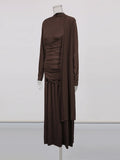 Fongt Temperament Dress Autumn 2025 New Solid Color Trim High-End Design Metal Decorative Dress Women's