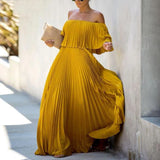 Fongt Summer New Women's Chiffon Solid Dress Sexy Shoulder Wrapped Chest Pressed Temperamental Party