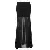 Fongt Summer Women's New Black Sexy One-Word Shoulder Zipper Short Outer Wearing Thin Vest