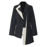 Fongt New Heavy Industry Splicing Bump Color Irregular Tailoring Blazer Top Female 1751