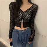 Shirts Women Elegant Aesthetic Chic Cozy Summer Sun-proof Crop Tops French Style Hollow Out Vacation Fashion Ins