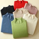 Thicken Sweater Womens Casual Warm Velvet Lined Big Size 4xl Knit Pullover Half Turtleneck Poleras Soft Knitwear