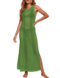Fongt Beach Skirt Long Loose Solid Color Hollow Knitted Swimsuit Shirt Sunscreen Woman