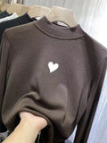 Fongt Waxy Elastic Double-Sided German Velvet Bottom Shirt Female Slim Slim Love Half High Collar With Long-Sleeved T Shirt Jacket Female-Outfit
