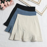 Fongt Shooting Small Lotus Leaf Side Fishtail Short Skirt Anti-Light High-Rise Thin A Word Bag Hip Skirt 8191