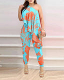 Independent Station New Spring And Summer Floating Edge Printed One-Piece Trousers Spot-Outfit