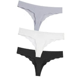 3Pcs Sexy G String & Thongs Women's Set Panties Solid Female Underwear Mid-Rise Silky Ladies Briefs Comfort Seamless