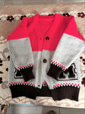 Splices Sweater Cardigan Jackets Women Letter Print Slim Knit Coat Casual Soft Knitwear Gilet V-neck Malhas Abrigos