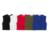 Fongt 2024 New Women's Fashion Joker Casual Breasoned Vest Top 8259187-Outfit
