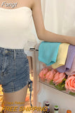 Tops, Summer Solid Color Sleeveless Strapless Ribbed Pullover Casual Vest for Adult