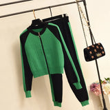 Tracksuit 2 Piece Sets Womens Outfits Long Sleeve Cardigan Coat Casual Pants Suit Roupas Fashion Knitted Set Y2k