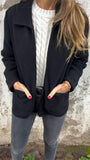 Fongt New Single-Sided Autumn And Winter Collar Knit Zipper Casual Coat Woman