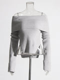 Fongt Lazy Top Dress 2025 Autumn New Fashion Niche Irregular Shoulder Knitted Sweater Woman
