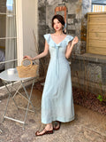 Fongt Xixi 13 Lines 2025 Summer New Elegant Temperament Lotus Leaf Side High Waist Thin Joint Dress 88292
