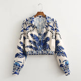 Fongt Women's Long-Sleeved Positioning Flower Shirt 5530 5529