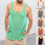 Fongt Spring And Summer Men's Casual Top Tank Top Sleeveless Knit Pure Color Men's Sweater