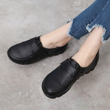 Spring Ladies Genuine Leather Handmade Shoes Women Hook &Loop Flat Shoes Women 2021 Autumn Soft Loafers