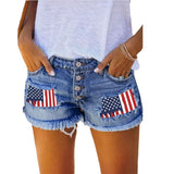 Fongt Spring And Summer Leisure Hole Printing Espresso Denim Straight Shorts Woman