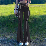 Flare Pants Casual Skinny Elastic High Waisted Sweat