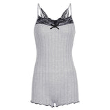Girl Style Hollowed-Out Back Butterfly Lace Pure Desire To Pit Basic Household Jumpsuit Summer Style-Outfit