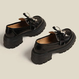 Fongt Loafers Women Spring And Autumn Skirt A Foot Pedal British Style Small Leather Shoes Bow Casual Single