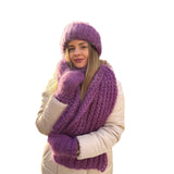 Fongt Warm Knit Hat Scarf Gloves Three-Piece Female Hair Wool Hat-Outfit